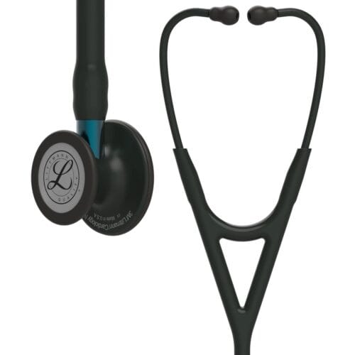 3M Littmann Cardiology IV Diagnostic Stethoscope Black & amp; Black - Blue Stem 6201
