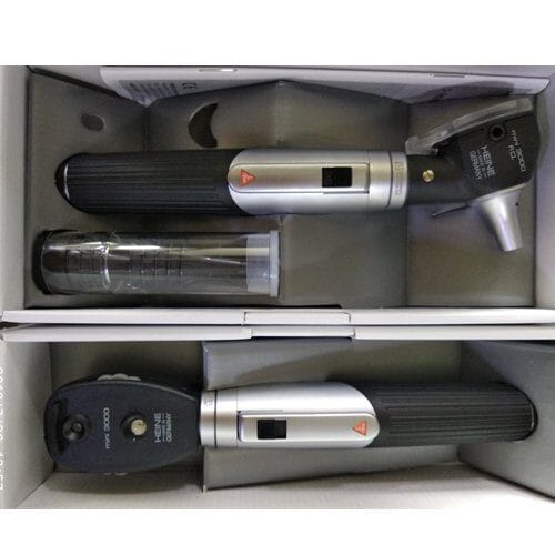 Heine mini 3000 Otoscope F.O and Ophthalmoscope XHL set with pack(50)pcs Disposable Tips & Original Heine Zipper Pouch Free {d-001.70.110 / D-001.71.120}