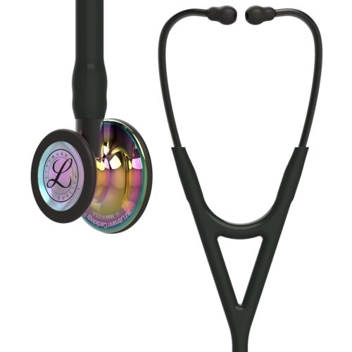 3M Littmann Cardiology IV Stethoscope - Black  Rainbow-Finish, Smoke Stem 6240