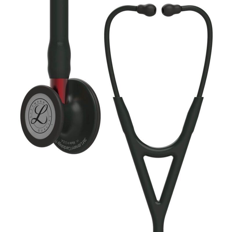 Littmann Cardiology IV Diagnostic Stethoscope: Black & Black - Red Stem 6200 Littmann Cardiology IV Diagnostic Stethoscope: Black & Black - Red Stem 6200