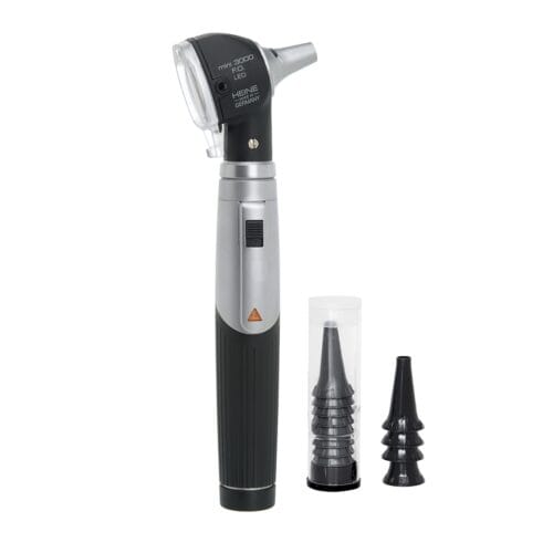 Heine Mini 3000 F.O. LED Otoscope with 10 Free Disposable Tips with Hard Case {D-885.20.021}