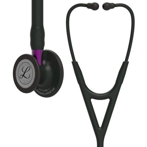 3M™ Littmann® Cardiology IV™ Stethoscope, Black Finish Chestpiece, Black Tube, Violet Stem and Black Headset, 6203